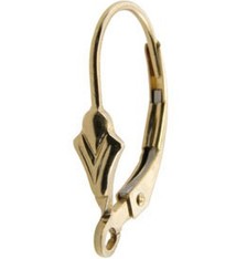 428-02 = Earring Leverback with Fleur De Lis and Ring 14K Gold