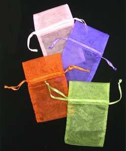 DBX1292M = Organza Drawstring Pouches Assorted Colors 2-3/4''x3-1/2'' (Dozen)