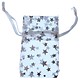 DBX1292W = Organza Drawstring Pouches White with Silver Stars 2-3/4''x3-1/2'' (Dozen)