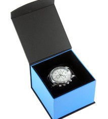 DBX4052 = Deluxe Magnetic Blue/Black Watch Box 4'' x 4'' x 2-1/4'' (Each)