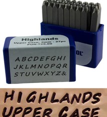 PN993 = Letter Punch Set 2mm HIGHLANDS UPPER CASE 27pcs