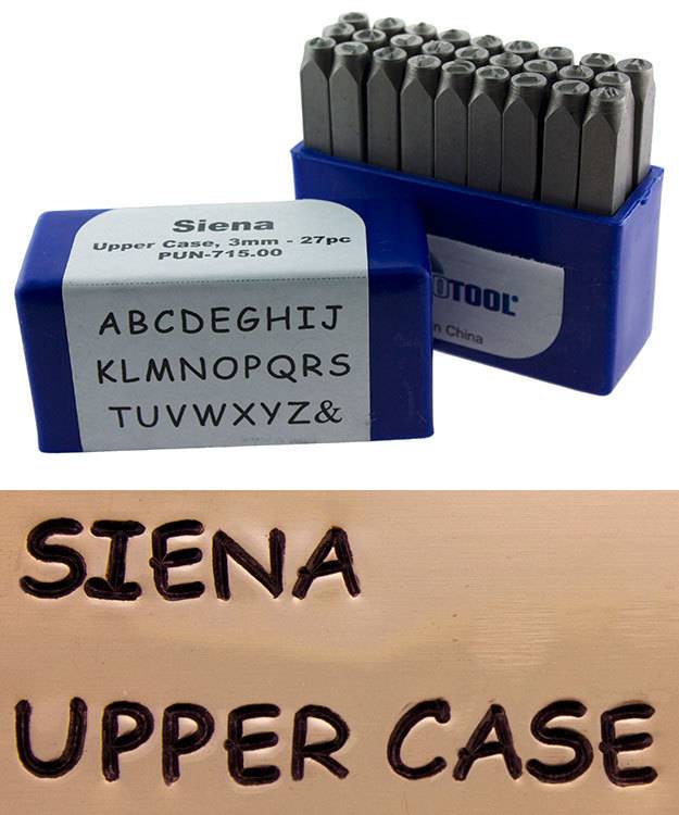 PN991 = Letter Punch Set 3mm SIENA UPPER CASE 27pcs