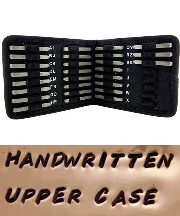 PN978 = Letter Punch Set 2mm HANDWRITTEN UPPER CASE 27pcs with CASE