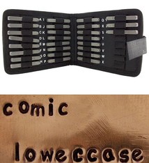PN973 = Letter Punch Set 3mm COMIC LOWER CASE 27pcs with CASE