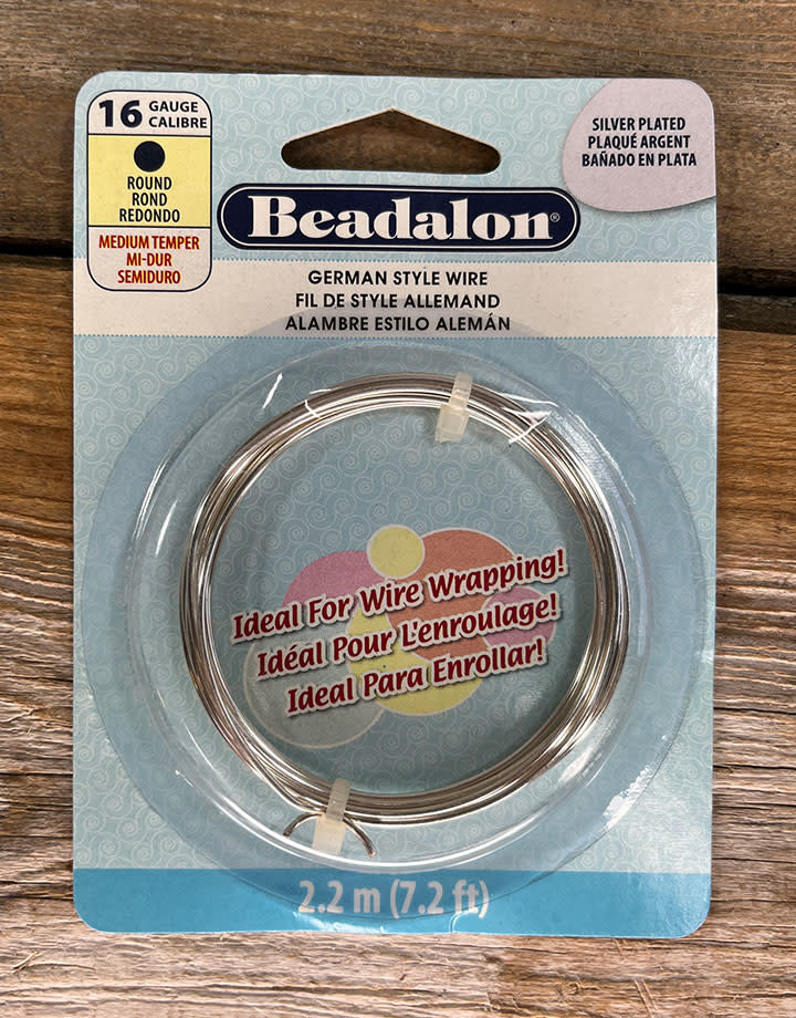 WR5516S = GERMAN STYLE WIRE 16ga ROUND SILVER PLATED 2.2 METER COIL