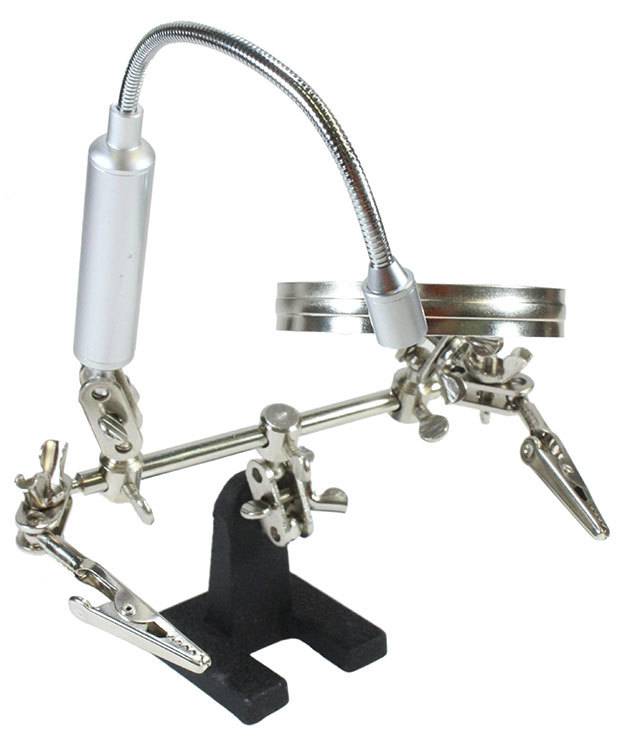 54.087 = Dual Third Hand Holder with Magnifer and LED Light