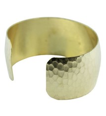 MSBR1042 = Hammered Domed Brass Cuff Bracelet 1-1/8'' Wide