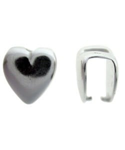 910S-41 = Pinch Bail Heart Shape Sterling Silver 10.5mm High (Each)