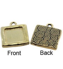 3000GP-43 = Fancy Square Pendant 13mm ID Gold Plated with Ring