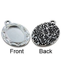 3000SP-45 = Fancy Oval Pendant 11.3x16mm ID Silver Plated with Ring