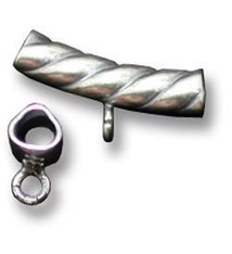5123S-02 = Curved, Twist, Oxidized Tube Bail with Ring 2.8 x 15mm Sterling Silver (Pkg of 3)