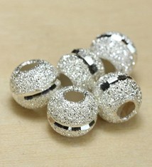 ABS-SDC7 = Sterling Silver Stardust and Diamond Cut Bead 7mm (Pkg of 10)