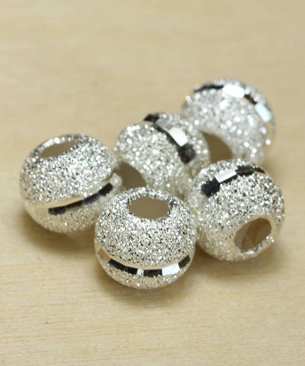 ABS-SDC7 = Sterling Silver Stardust and Diamond Cut Bead 7mm (Pkg of 10)