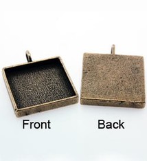 3000CP-32 = Square Pendant 13/16'' dia Copper Plated with Bail