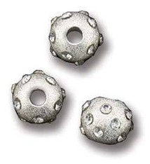ABS-C6 = Sterling Silver Bead Satin Finish & White Crystals - 6MM (Pkg of 5)