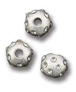 ABS-C6 = Sterling Silver Bead Satin Finish & White Crystals - 6MM (Pkg of 5)