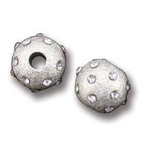 ABS-C8 = Sterling Silver Bead Satin Finish & White Crystals - 8MM (Pkg of 3)