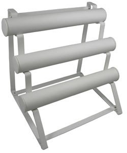 DBR6216 = White Leatherette Bracelet Stand with 3 Removable Bars