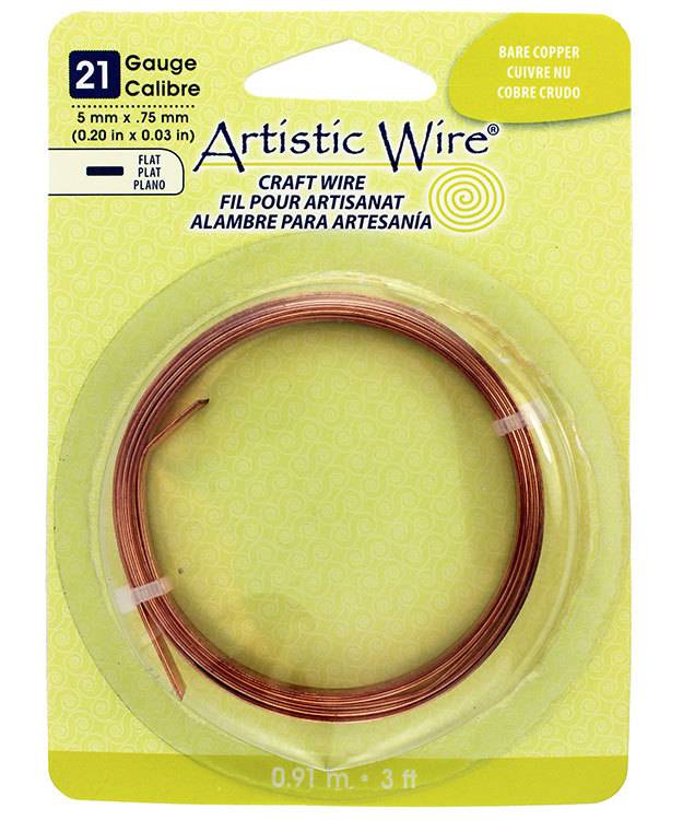 CPBW521 = Flat Bare Copper Artistic Wire 5.0mm x 0.75mm 3 Foot Coil