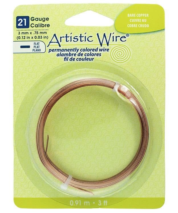 CPBW321 = Flat Bare Copper Artistic Wire 3.0mm x 0.75mm 3 Foot Coil