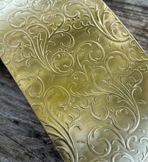 BSP35 = Patterned Brass Sheet ''Vines'' 2'' x 6'' (Choose Gauge)