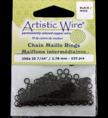 900AWB-12 = Artistic Wire Black Jump Ring 2.8mm ID (7/64'') 20ga