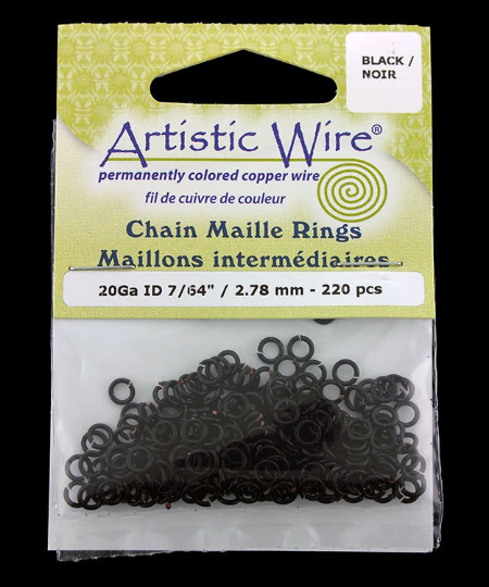 900AWB-12 = Artistic Wire Black Jump Ring 2.8mm ID (7/64'') 20ga