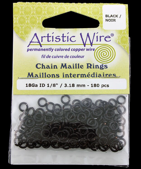 900AWB-03 = Artistic Wire Black Jump Ring 3.1mm ID (1/8'') 18ga