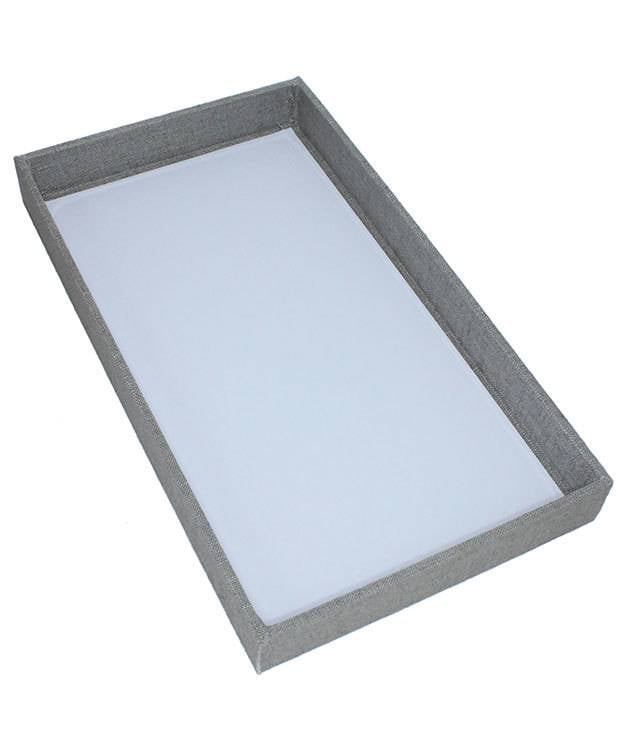 DTR7001 = Grey Linen Covered Display Trays 14-7/8''L x 8-3/8''W x 1.5''D