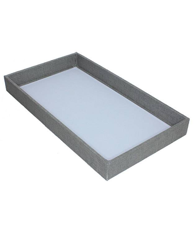 DTR7001 = Grey Linen Covered Display Trays 14-7/8''L x 8-3/8''W x 1.5''D