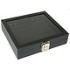 DTR1405 = GLASS TOP HALF TRAY with METAL CLASP 2'' DEEP