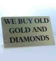 DSI5868 = Metal Sign 3''x2''   ''WE BUY GOLD & DIAMONDS''