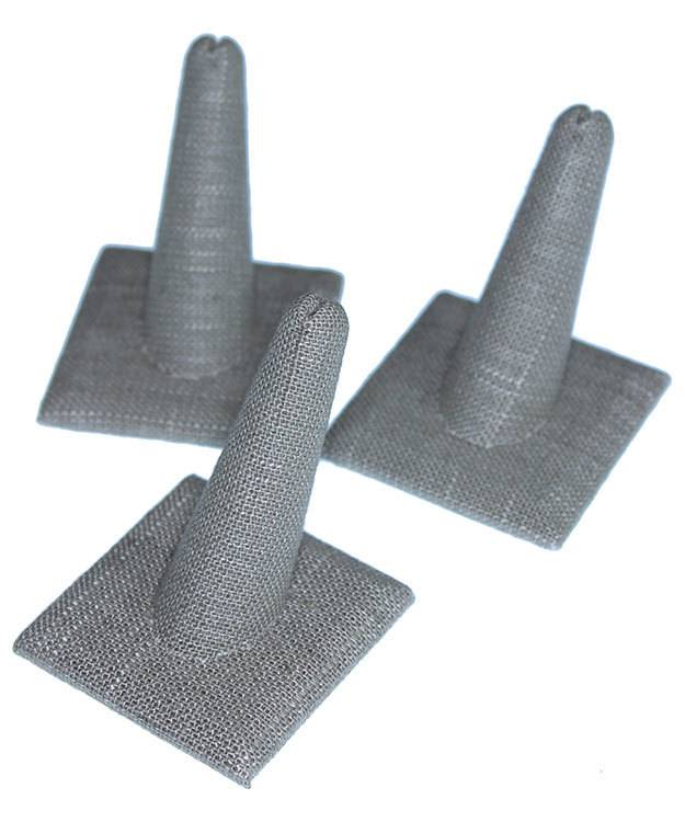 DRG7241 = Grey Linen Single Ring Finger Display Square Base 2'' x 2-1/2'' x 2-3/8''H (Pkg of 3)