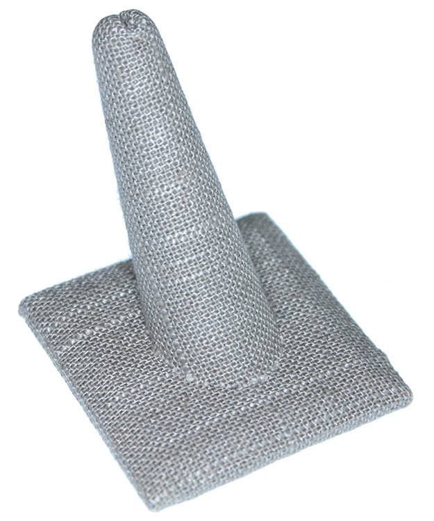 DRG7241 = Grey Linen Single Ring Finger Display Square Base 2'' x 2-1/2'' x 2-3/8''H (Pkg of 3)