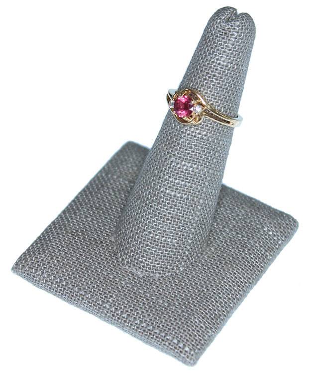 DRG7241 = Grey Linen Single Ring Finger Display Square Base 2'' x 2-1/2'' x 2-3/8''H (Pkg of 3)