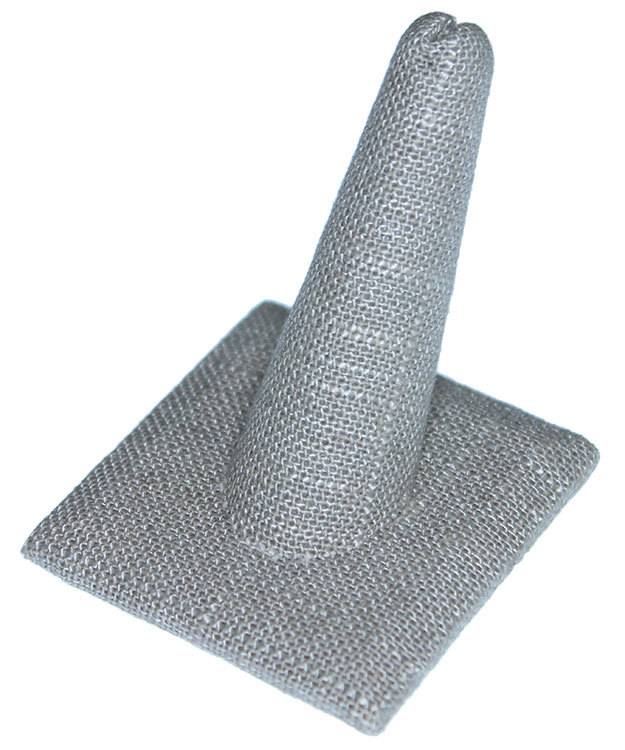 DRG7241 = Grey Linen Single Ring Finger Display Square Base 2'' x 2-1/2'' x 2-3/8''H (Pkg of 3)