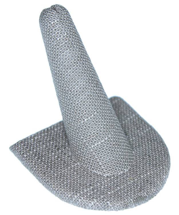 DRG7239 = Grey Linen Single Ring Finger Display 1/2 Round Base 2-1/8'' x 2-1/2'' x 2-1/8H'' (Pkg of 3)