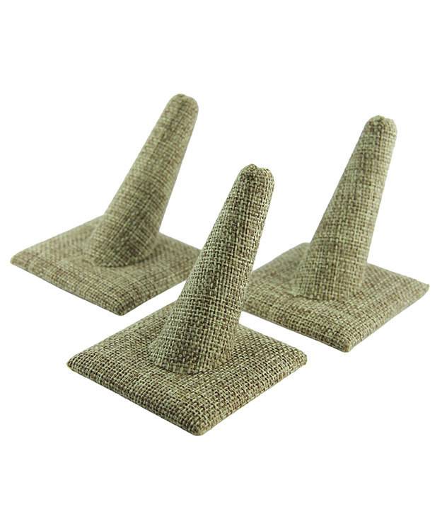 DRG3241 = Burlap Single Ring Finger Display Square Base 2'' x 2-1/2'' x 2-3/8''H (Pkg of 3)