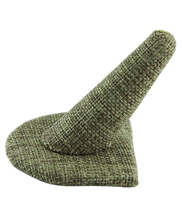 DRG3239 = Burlap Single Ring Finger Display 1/2 Round Base 2-1/8'' x 2-1/2'' x 2-1/8H'' (Pkg of 3)