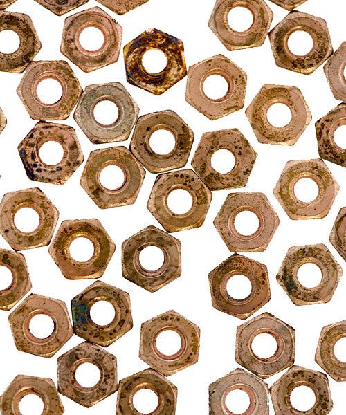 CCCP4003 = HEX NUT for 1.8mm SCREWS COPPER PLATED BRASS (Pkg of 10)