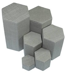 DIS7513 = Grey Linen Stackable Riser Set of 6 from 1-1/4'' to 6-1/4'' high