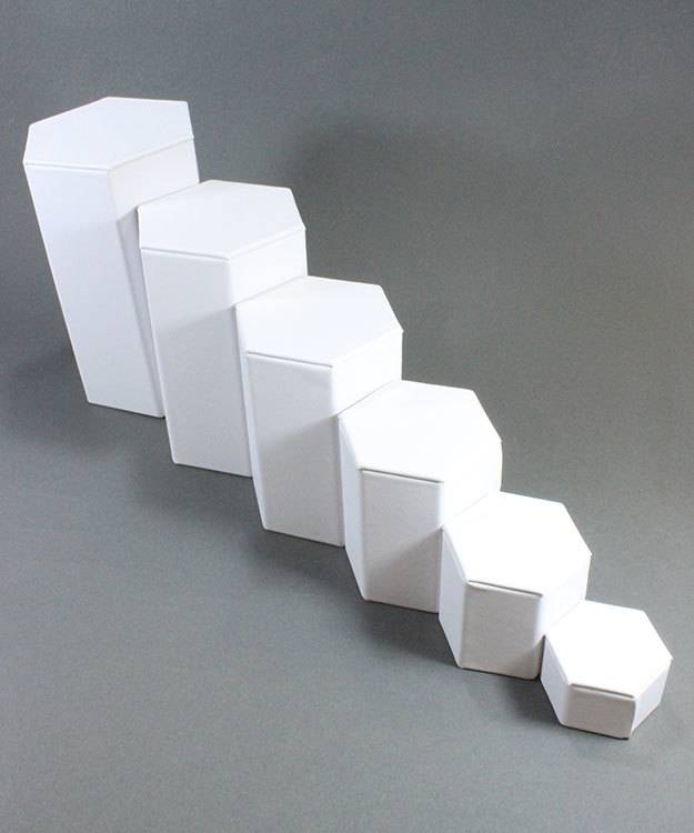 DIS6513 = White Leatherette Hexagonal Riser Set of 6pcs