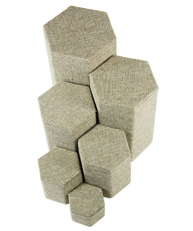 DIS3513 = Burlap Stackable Riser Set of 6 from 1-1/4'' to 6-1/4'' high