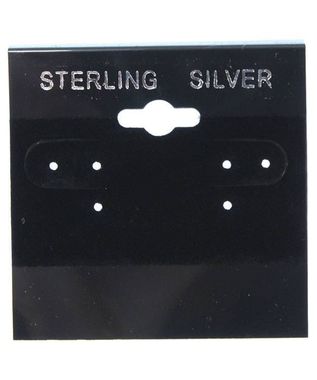 DER802 = Hanging Earring Cards Black 2'' Imprint ''Sterling'' (Pkg of 100)