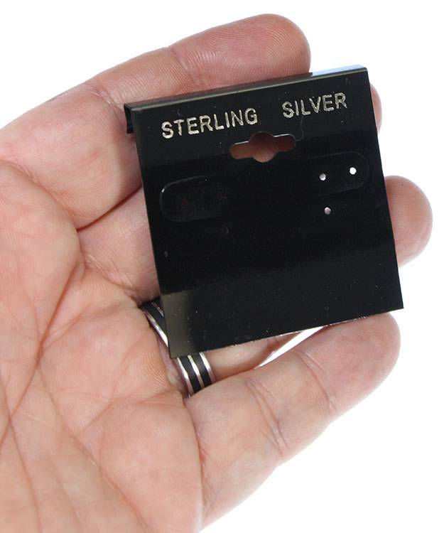DER802 = Hanging Earring Cards Black 2'' Imprint ''Sterling'' (Pkg of 100)