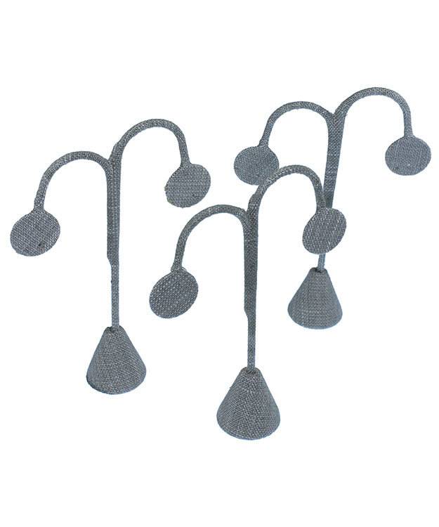 DER7241 = Grey Linen Earring Display 5-1/4'' high  (Pkg of 3)