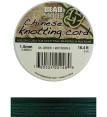 CD7553 = Chinese Knotting Cord 1.5mm DARK GREEN 5 Meter Spool