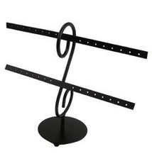 DER4102B = Black Metal 2 Bar Earring Stand 8"H
