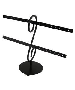 DER4102B = Black Metal 2 Bar Earring Stand 8"H