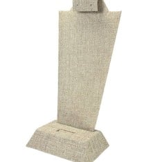 DCO3706 = Burlap Pendant, Ring, Earring Display 4-1/4'' x 3'' x 9-1/8''H